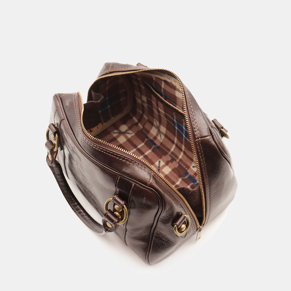 Borsa Bualetto a mano Donna VIAVERDI in Pelle Marrone Scuro Made in Italy linea Firenze - Image 10