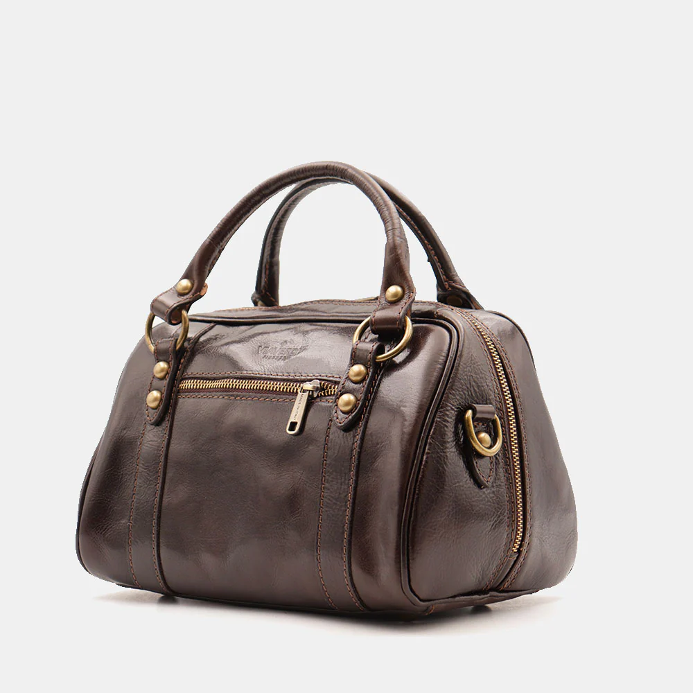 Borsa Bualetto a mano Donna VIAVERDI in Pelle Marrone Scuro Made in Italy linea Firenze - Image 3
