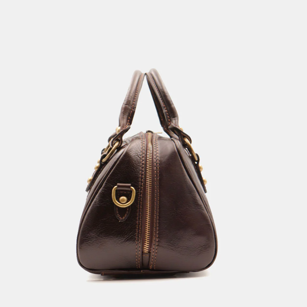Borsa Bualetto a mano Donna VIAVERDI in Pelle Marrone Scuro Made in Italy linea Firenze - Image 5