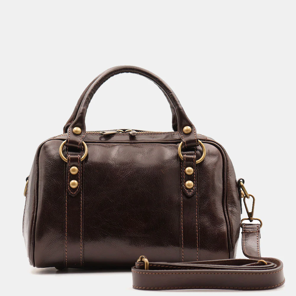 Borsa Bualetto a mano Donna VIAVERDI in Pelle Marrone Scuro Made in Italy linea Firenze - Image 7