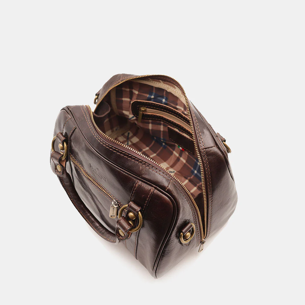 Borsa Bualetto a mano Donna VIAVERDI in Pelle Marrone Scuro Made in Italy linea Firenze - Image 9