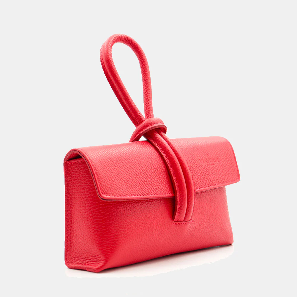 Borsa Clutch a Mano con Tracolla VIAVERDI in Pelle Rossa Made in Italy linea Castiglione - Image 4