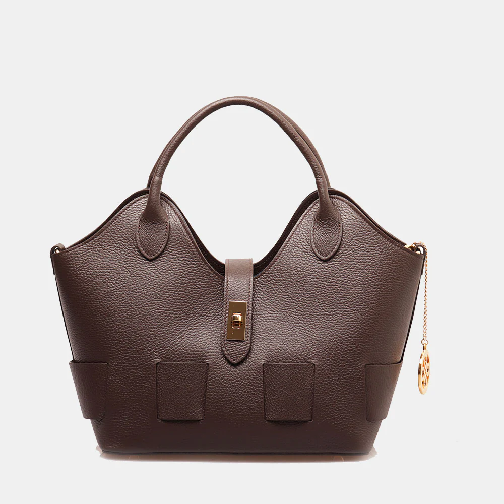 Borsa Donna a Mano con Tracolla VIAVERDI in Pelle Testa Moro Made in Italy linea Artimino