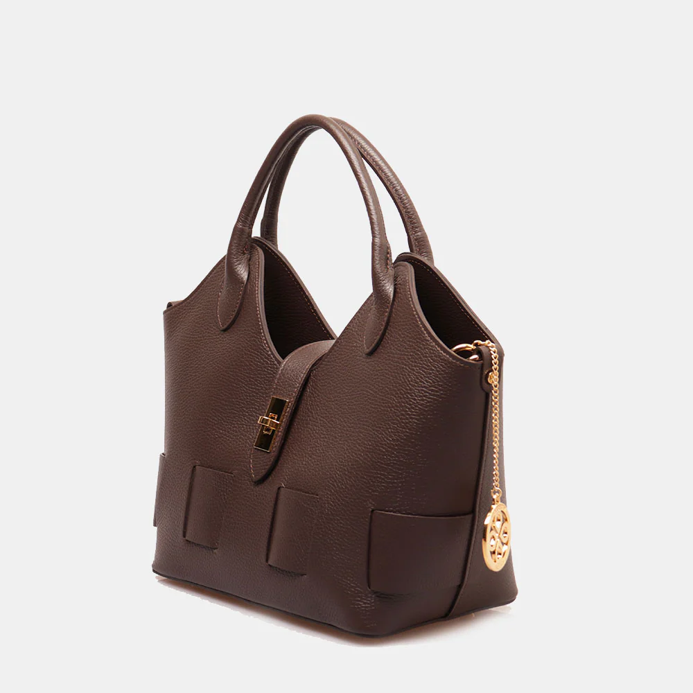 Borsa Donna a Mano con Tracolla VIAVERDI in Pelle Testa Moro Made in Italy linea Artimino - Image 2