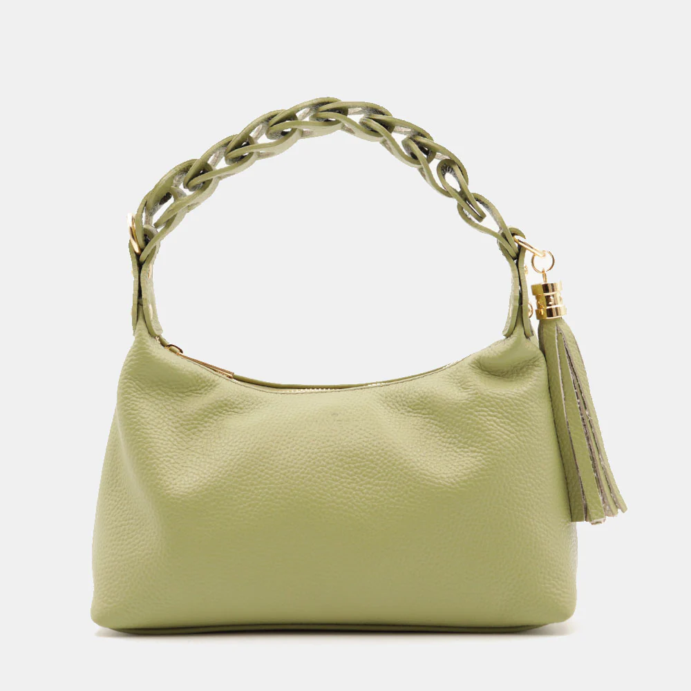 Borsa Donna a Mano con Tracolla VIAVERDI in Pelle Verde Made in Italy linea Castiglione
