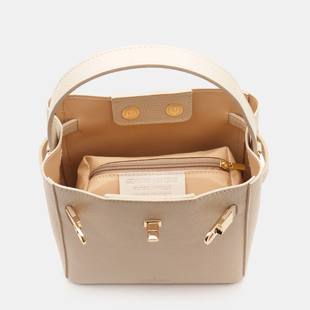 Borsa Donna a Mano Piccola VIAVERDI in Pelle Beige Made in Italy linea Artimino - Image 10
