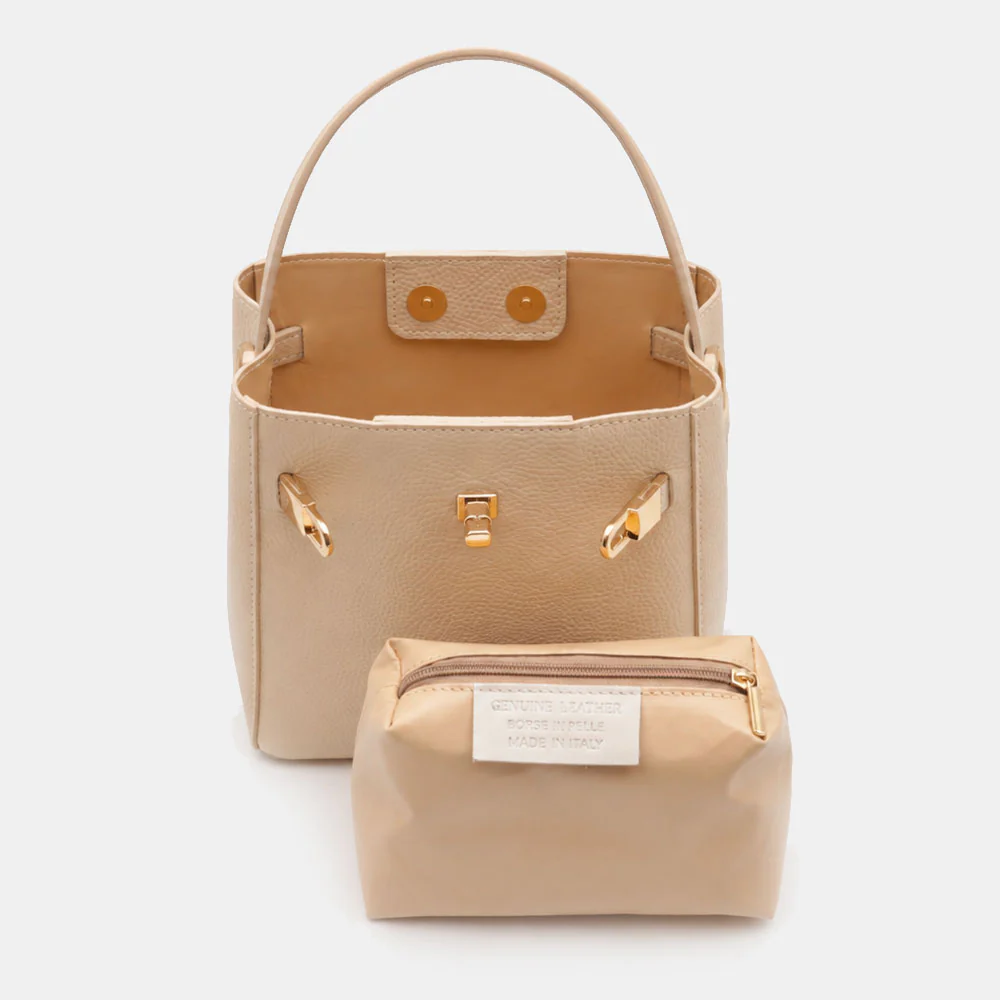 Borsa Donna a Mano Piccola VIAVERDI in Pelle Beige Made in Italy linea Artimino - Image 11