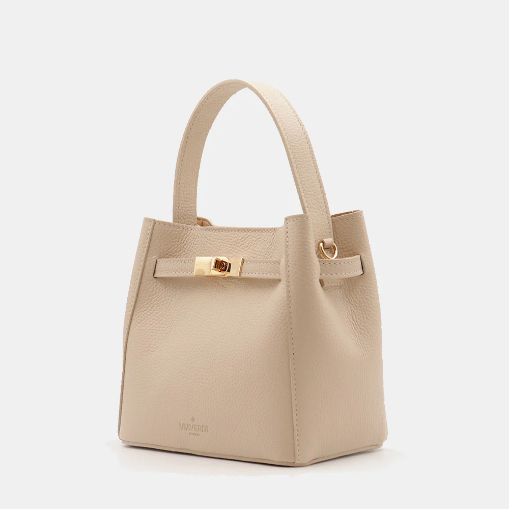 Borsa Donna a Mano Piccola VIAVERDI in Pelle Beige Made in Italy linea Artimino - Image 3