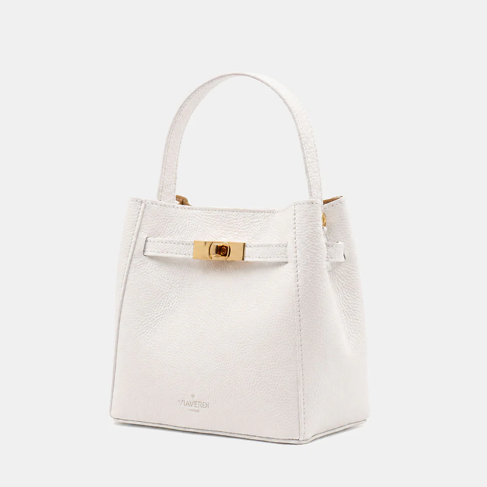 Borsa Donna a Mano Piccola VIAVERDI in Pelle Bianca Made in Italy linea Artimino - Image 3
