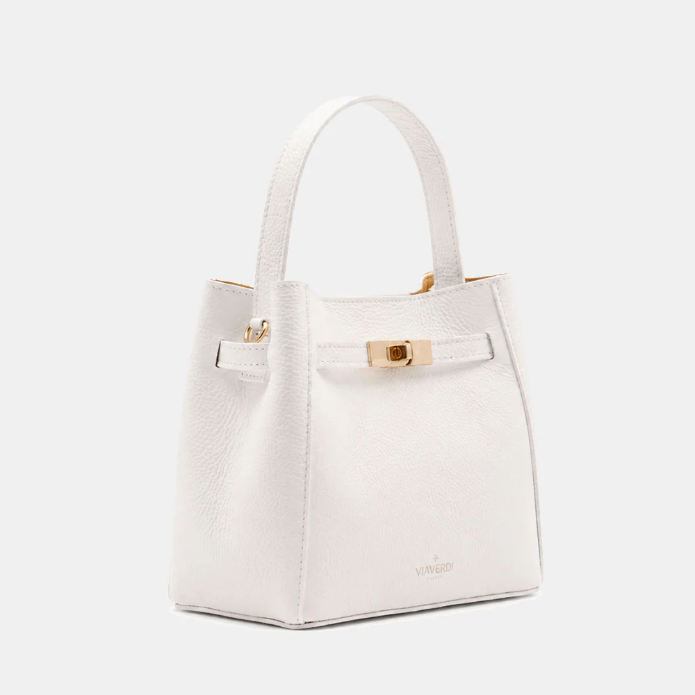 Borsa Donna a Mano Piccola VIAVERDI in Pelle Bianca Made in Italy linea Artimino - Image 5