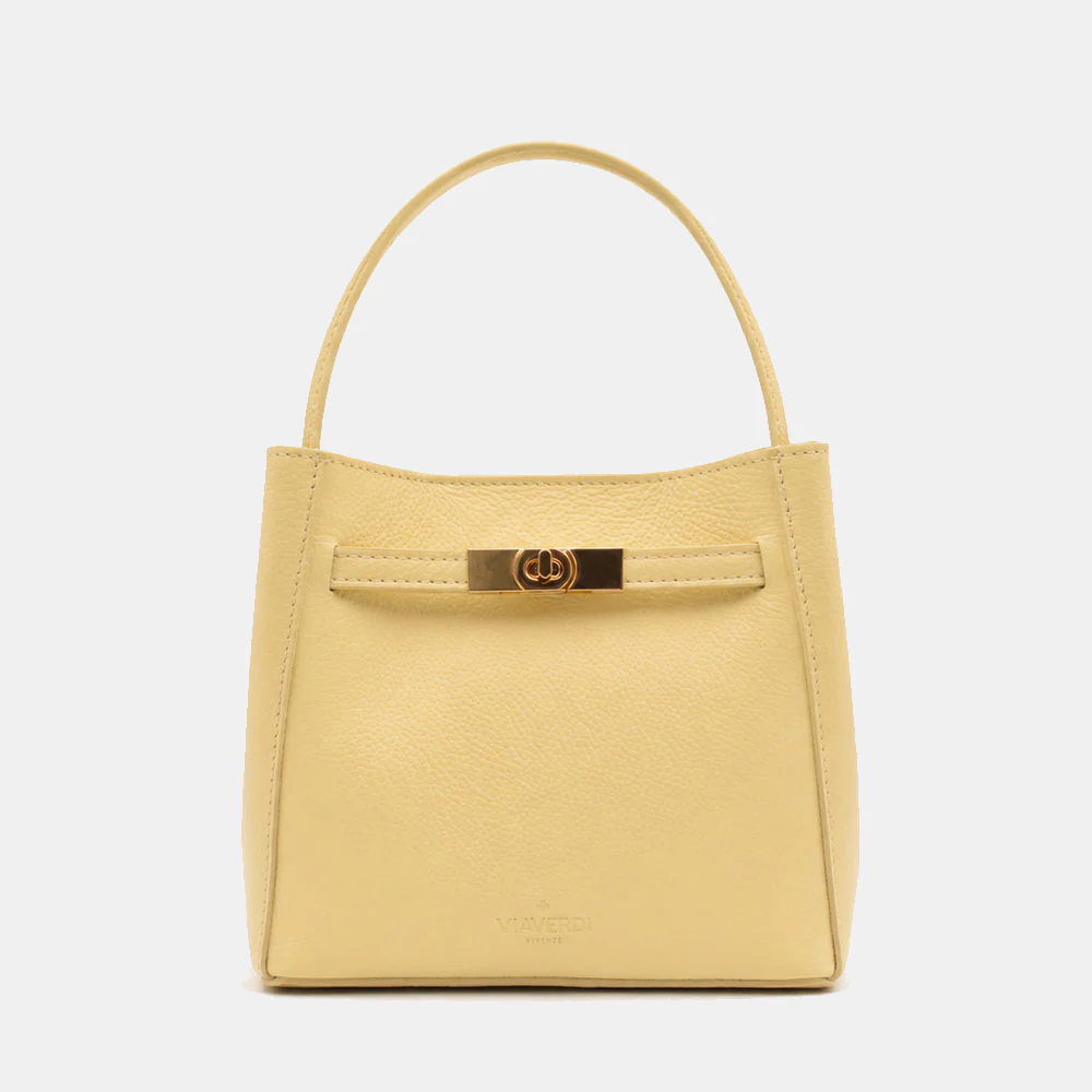Borsa Donna a Mano Piccola VIAVERDI in Pelle Gialla Made in Italy linea Artimino