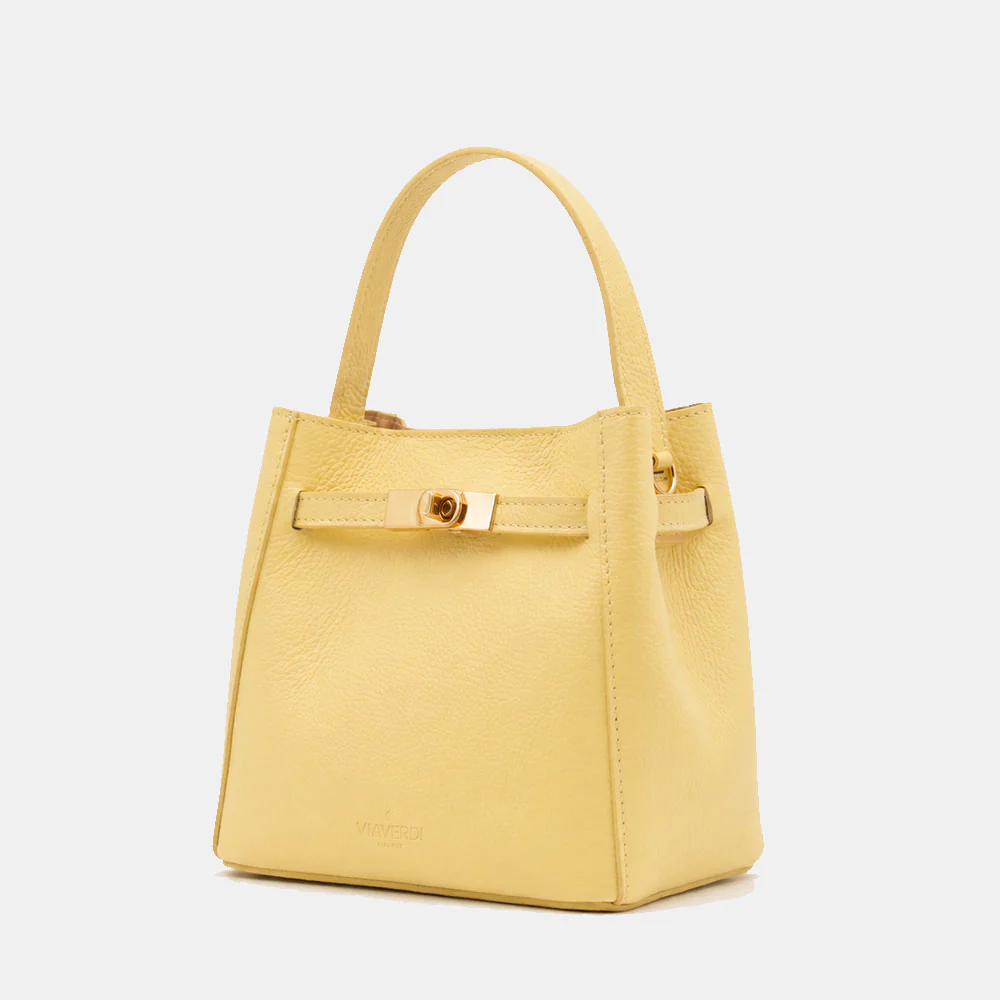 Borsa Donna a Mano Piccola VIAVERDI in Pelle Gialla Made in Italy linea Artimino - Image 3