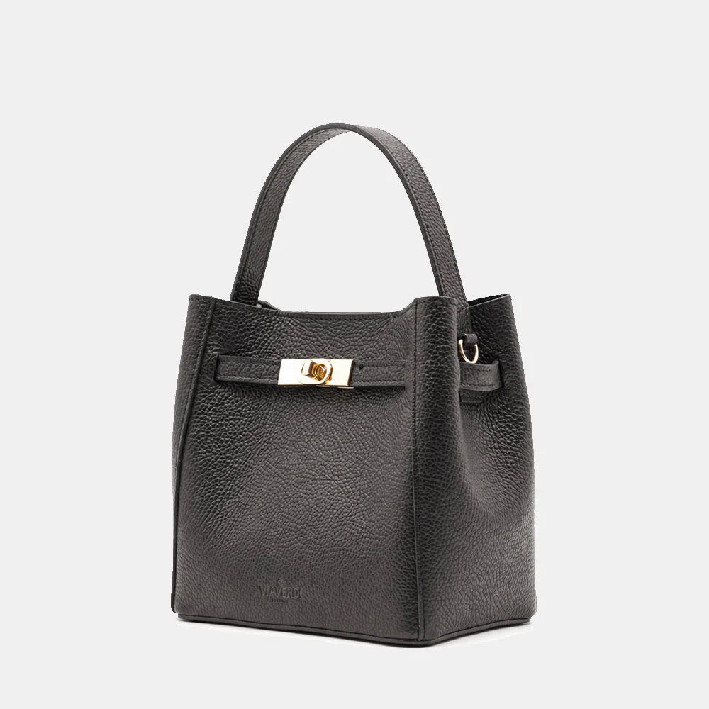 Borsa Donna a Mano Piccola VIAVERDI in Pelle Nera Made in Italy linea Artimino - Image 3