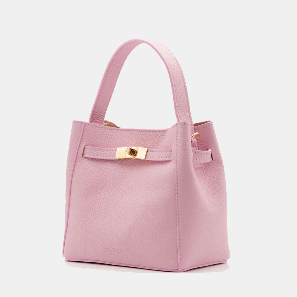 Borsa Donna a Mano Piccola VIAVERDI in Pelle Rosa Made in Italy linea Artimino - Image 3