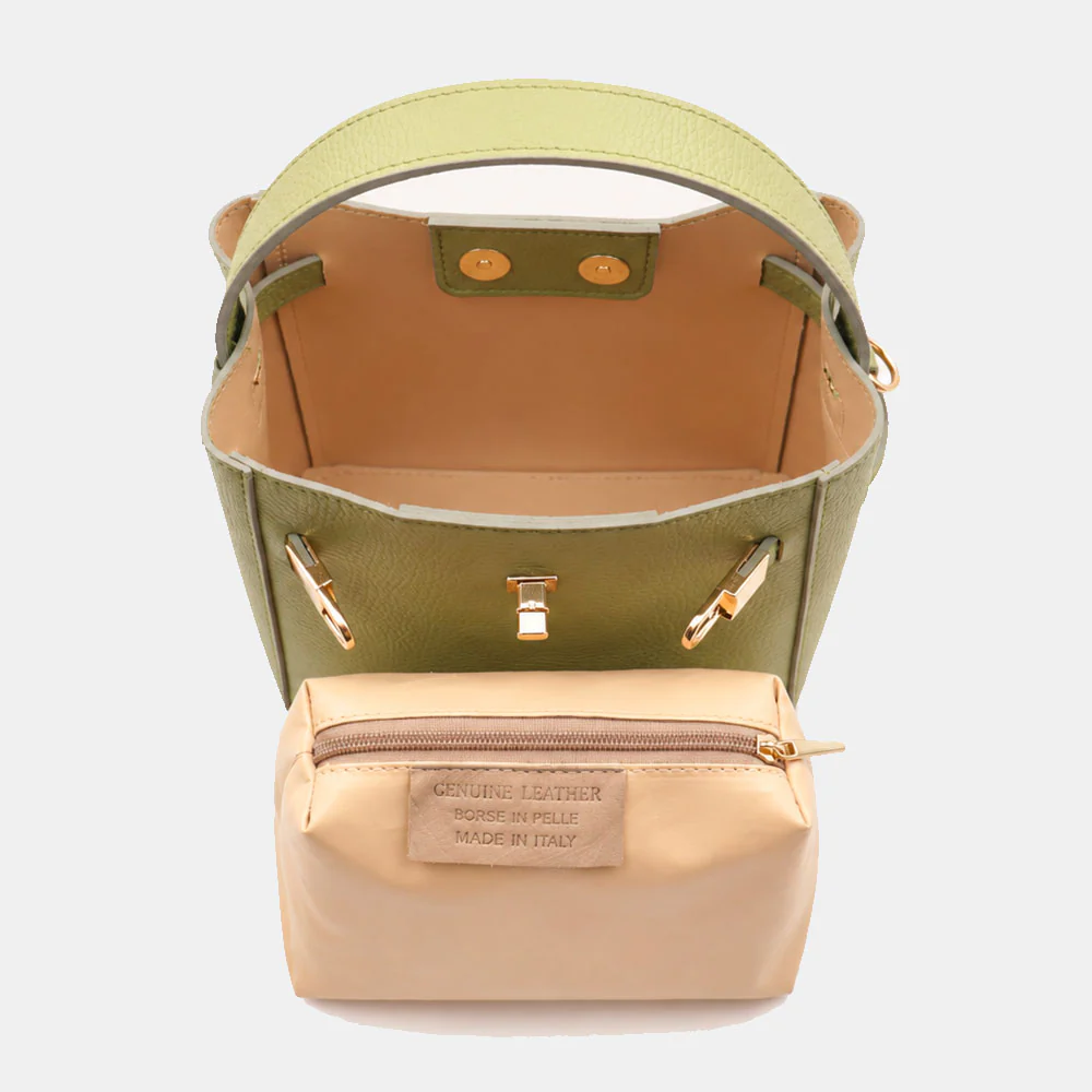 Borsa Donna a Mano Piccola VIAVERDI in Pelle Verde Made in Italy linea Artimino - Image 10