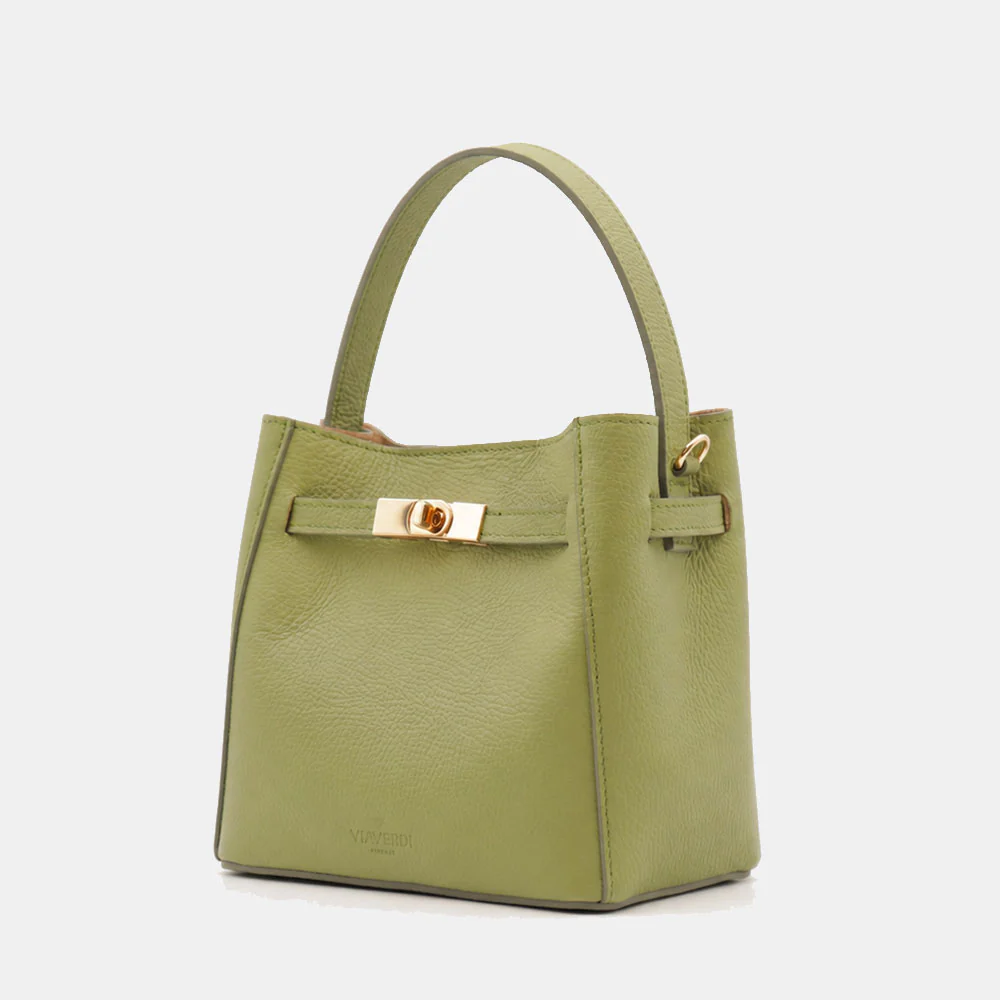 Borsa Donna a Mano Piccola VIAVERDI in Pelle Verde Made in Italy linea Artimino - Image 3