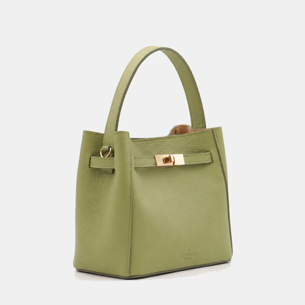 Borsa Donna a Mano Piccola VIAVERDI in Pelle Verde Made in Italy linea Artimino - Image 4
