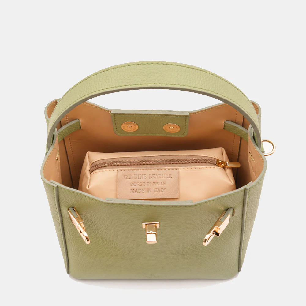 Borsa Donna a Mano Piccola VIAVERDI in Pelle Verde Made in Italy linea Artimino - Image 9
