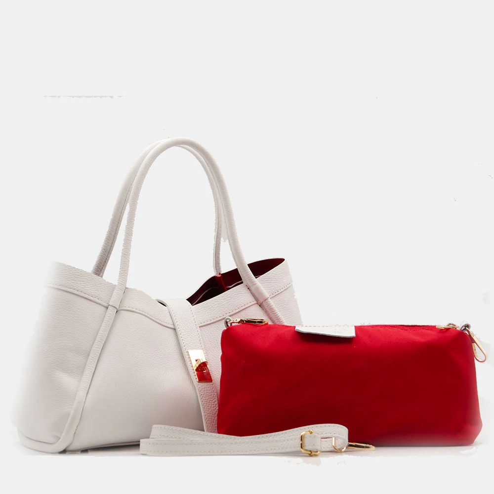 Borsa Donna a Mano VIAVERDI in Pelle Bianca Made in Italy linea Cortona - Image 9