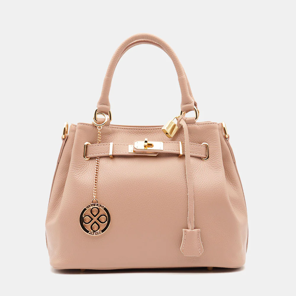 Borsa Donna a Mano VIAVERDI in Pelle Cipria Made in Italy linea Artimino