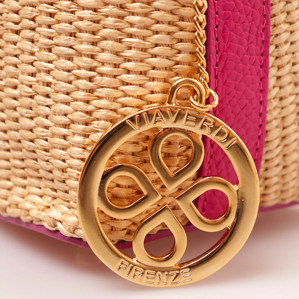Borsa Donna a Mano VIAVERDI in Pelle Fucsia e Rafia Made in Italy Linea Montalcino - Image 10