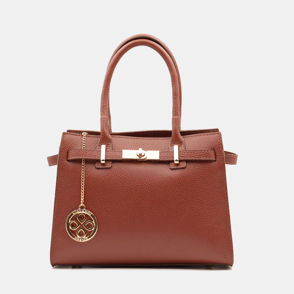 Borsa Donna a Mano VIAVERDI in Pelle Marrone Made in Italy linea Artimino