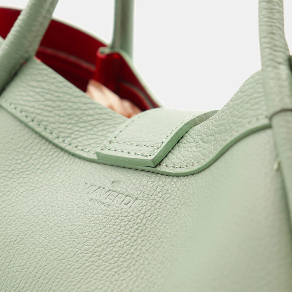 Borsa Donna a Mano VIAVERDI in Pelle Verde Menta Made in Italy linea Cortona - Image 12