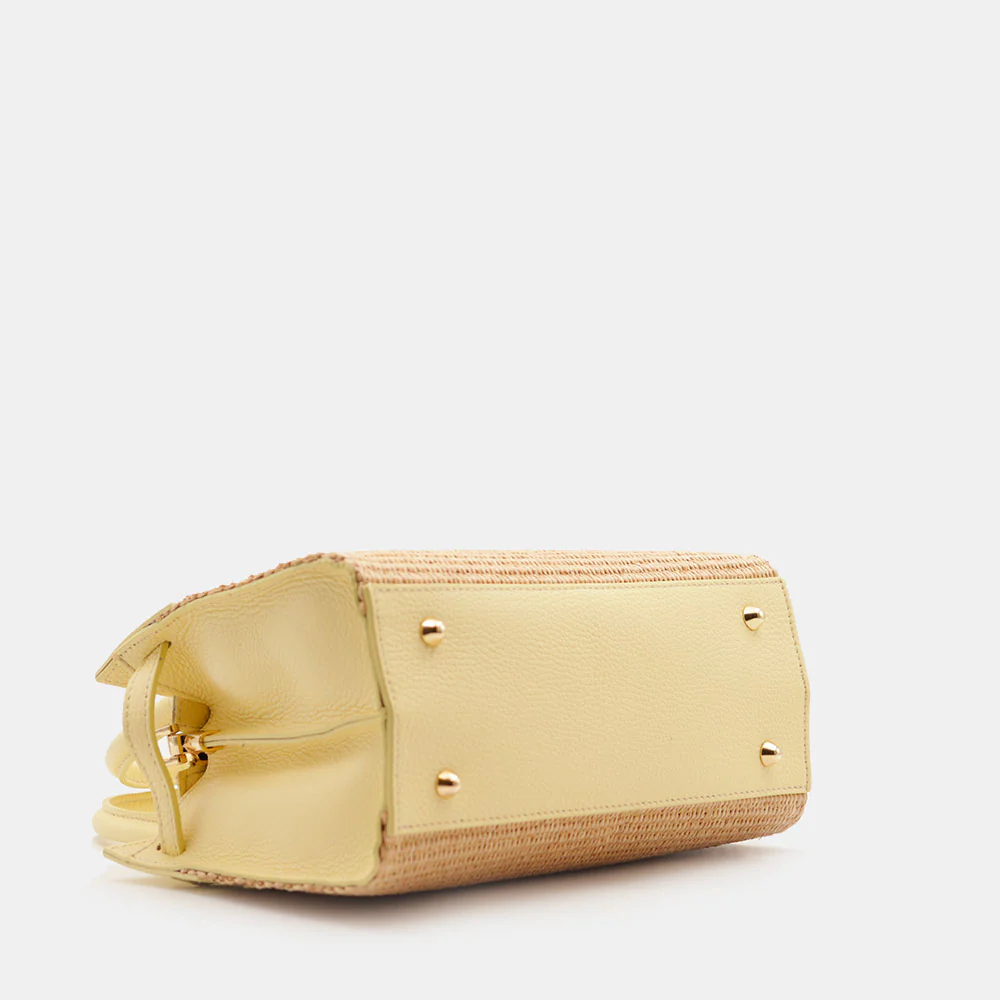 Borsa Donna a Mano VIAVERDI in Rafia e Pelle Gialla Made in Italy linea Artimino - Image 12
