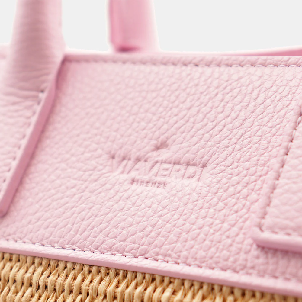 Borsa Donna a Mano VIAVERDI in Rafia e Pelle Rosa Made in Italy linea Artimino - Image 11