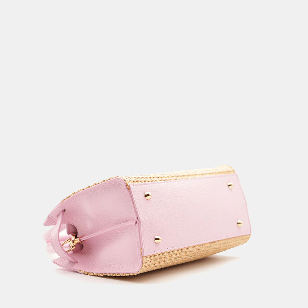 Borsa Donna a Mano VIAVERDI in Rafia e Pelle Rosa Made in Italy linea Artimino - Image 12
