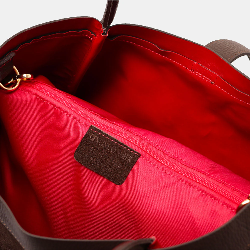 Borsa Donna a Spalla VIAVERDI in Camoscio e Pelle Testa di Moro Made in Italy linea Cortona - Image 12