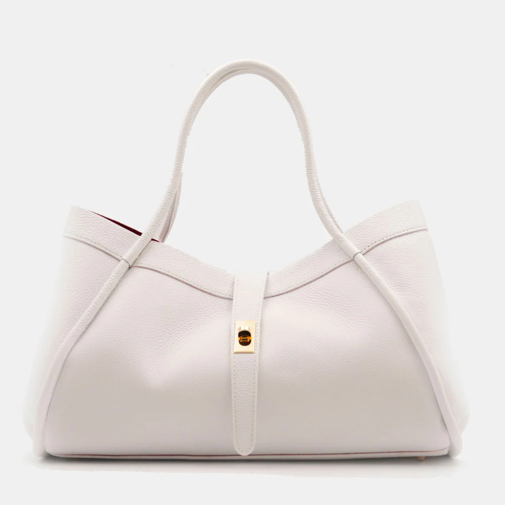 Borsa Donna a Spalla VIAVERDI in Pelle Bianca Made in Italy linea Cortona