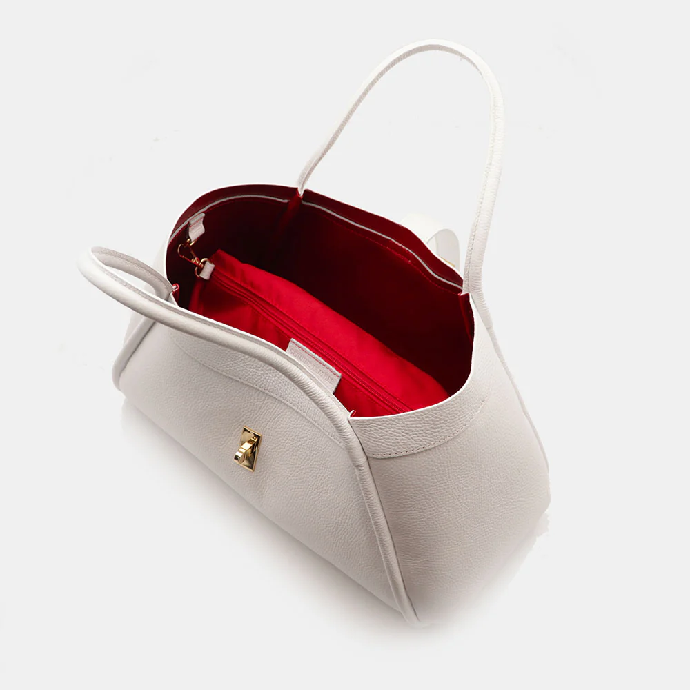 Borsa Donna a Spalla VIAVERDI in Pelle Bianca Made in Italy linea Cortona - Image 12