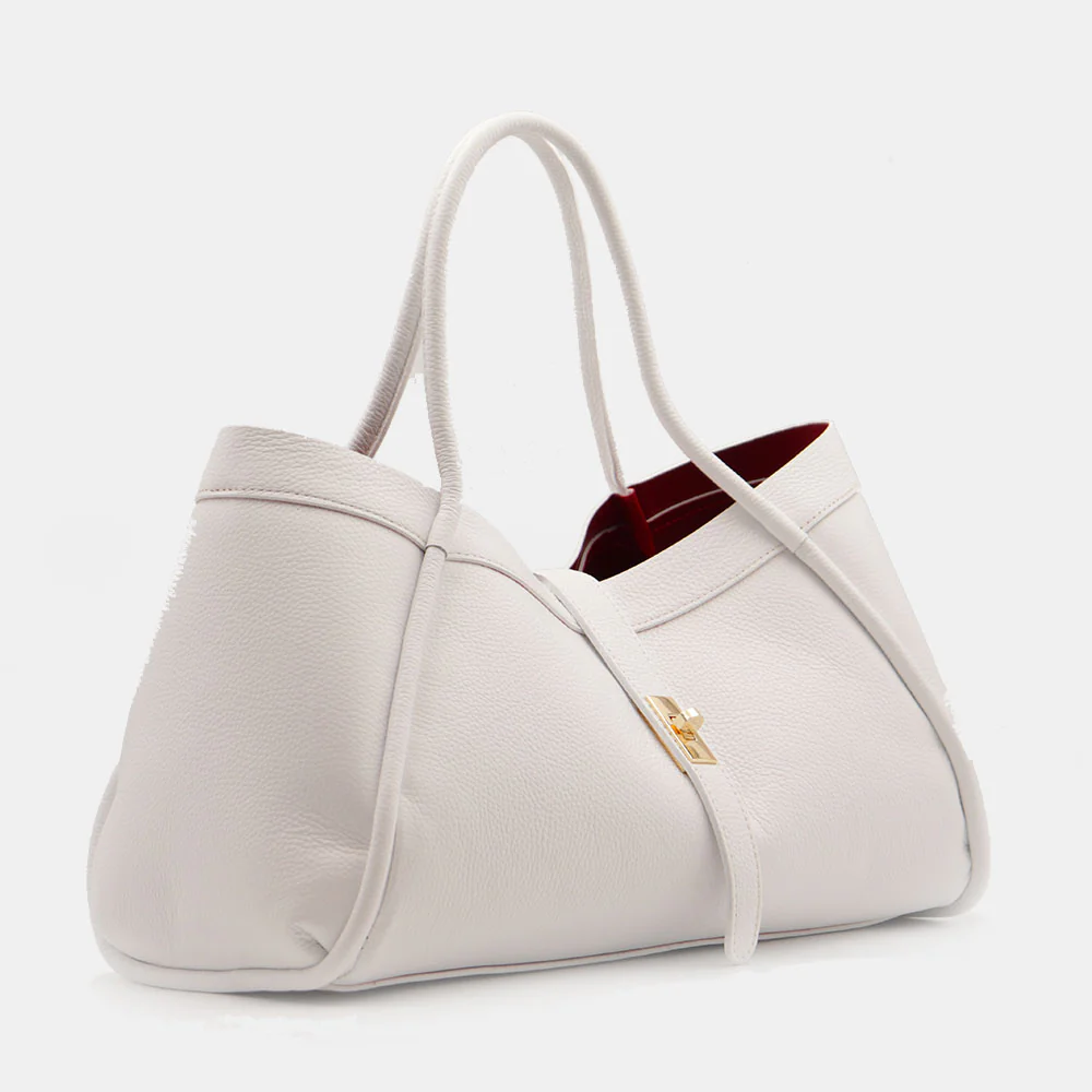Borsa Donna a Spalla VIAVERDI in Pelle Bianca Made in Italy linea Cortona - Image 5