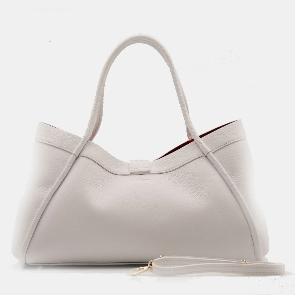 Borsa Donna a Spalla VIAVERDI in Pelle Bianca Made in Italy linea Cortona - Image 6