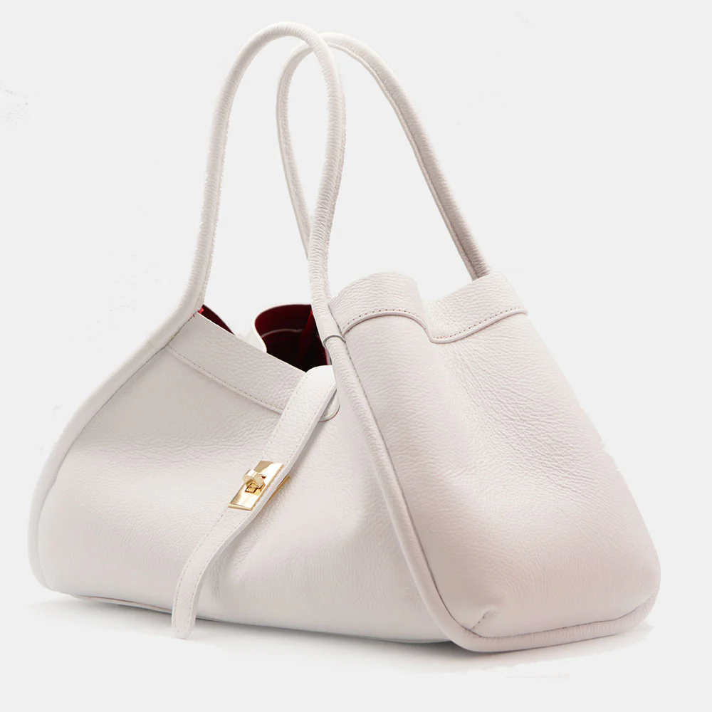 Borsa Donna a Spalla VIAVERDI in Pelle Bianca Made in Italy linea Cortona - Image 8