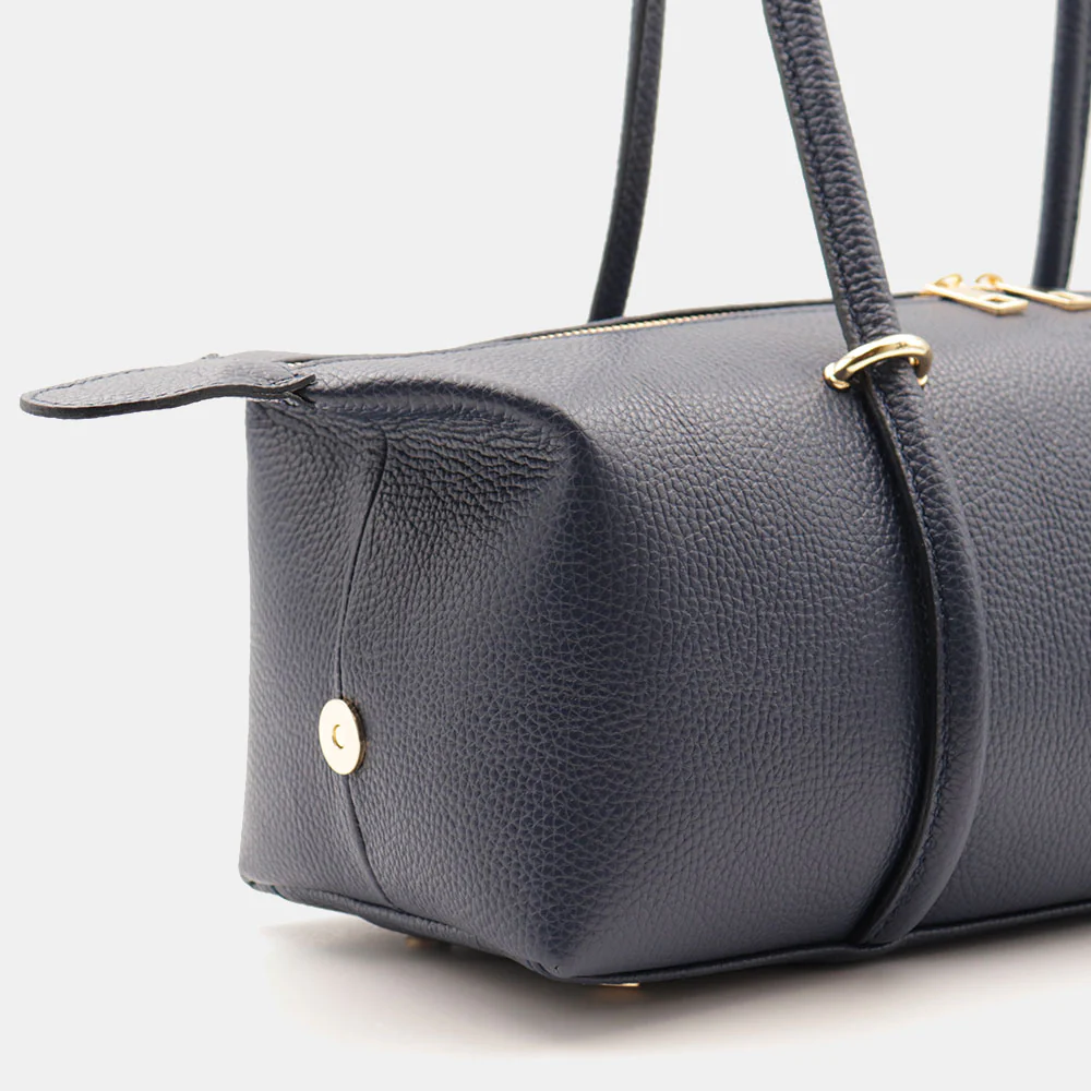 Borsa Donna a Spalla VIAVERDI in Pelle Blu Made in Italy linea San Gimignano - Image 11