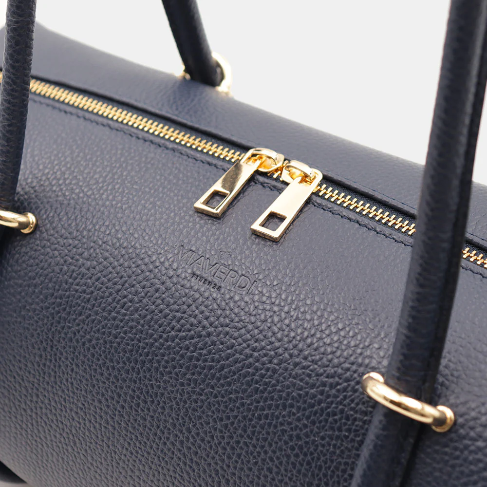 Borsa Donna a Spalla VIAVERDI in Pelle Blu Made in Italy linea San Gimignano - Image 9