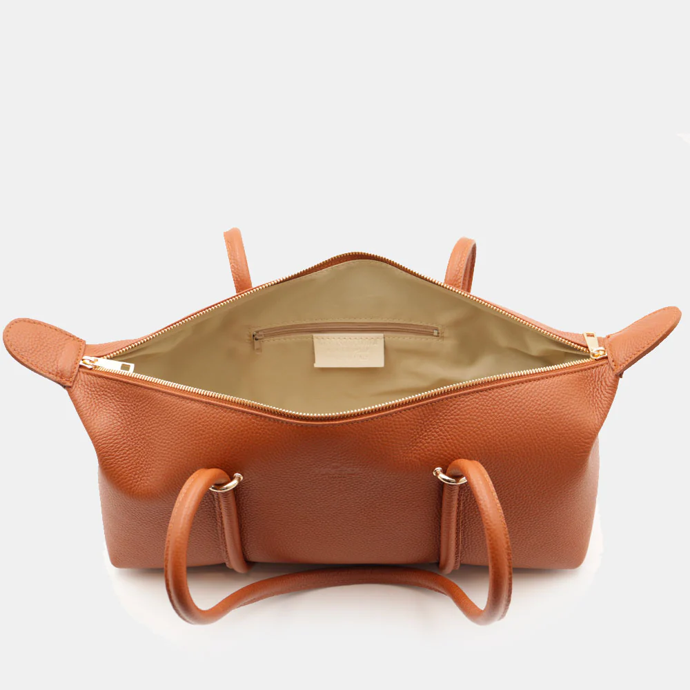 Borsa Donna a Spalla VIAVERDI in Pelle color Cuoio Made in Italy linea San Gimignano - Image 9