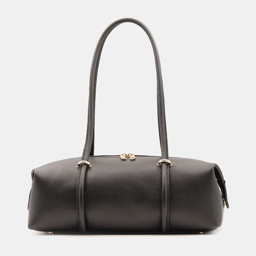 Borsa Donna a Spalla VIAVERDI in Pelle Nera Made in Italy linea San Gimignano
