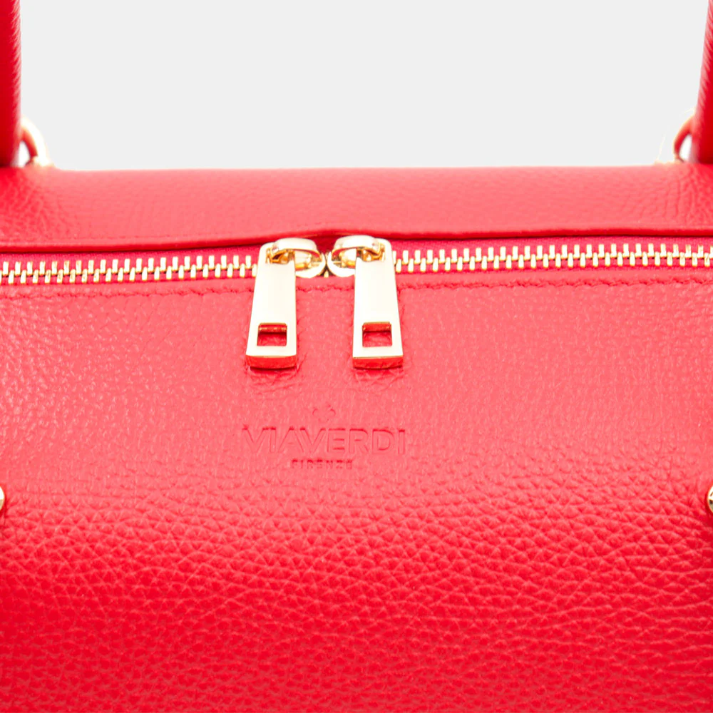 Borsa Donna a Spalla VIAVERDI in Pelle Rossa Made in Italy linea San Gimignano - Image 9