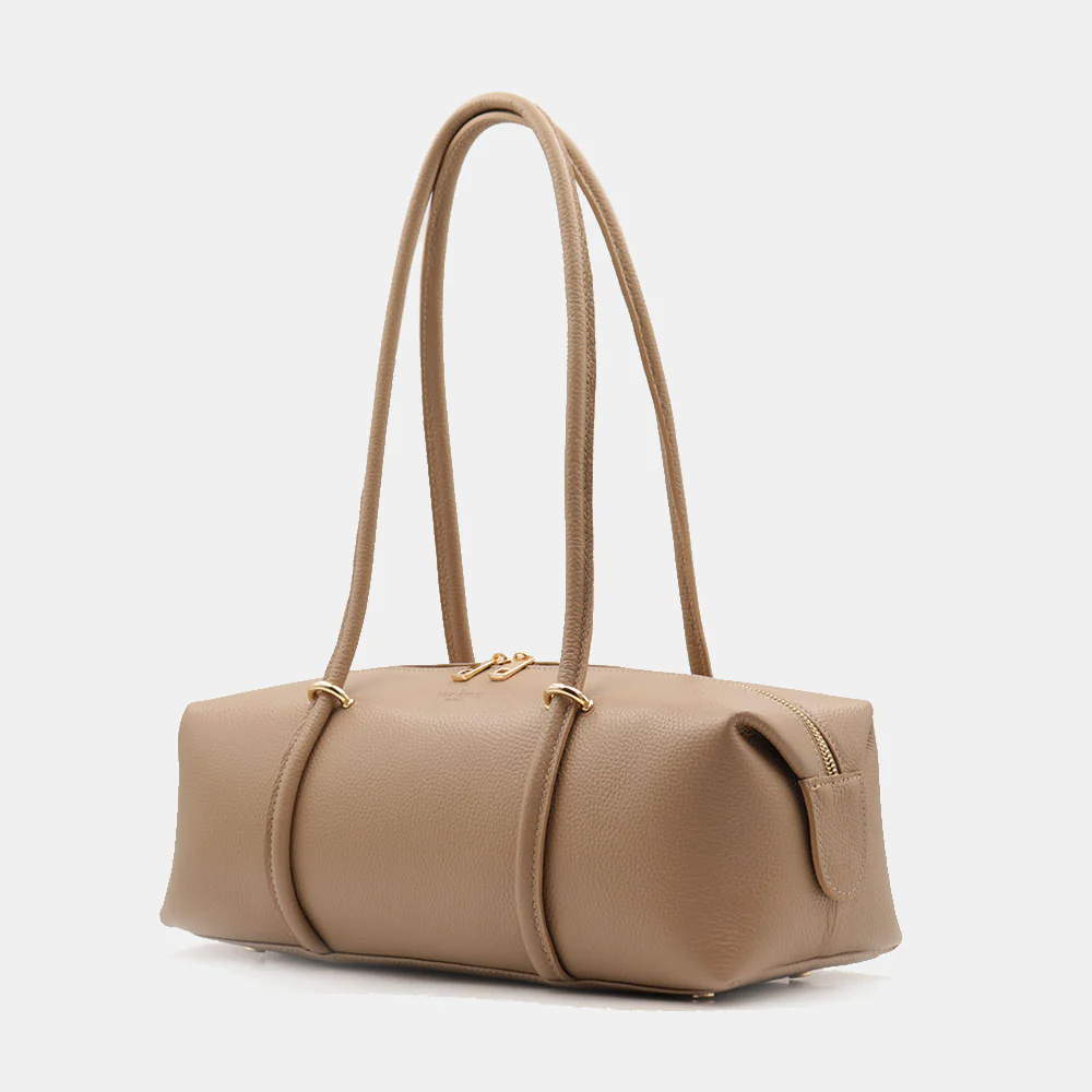 Borsa Donna a Spalla VIAVERDI in Pelle Taupe Made in Italy linea San Gimignano - Image 3