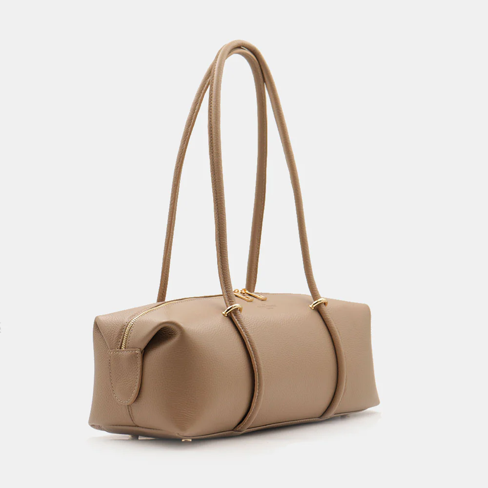 Borsa Donna a Spalla VIAVERDI in Pelle Taupe Made in Italy linea San Gimignano - Image 4
