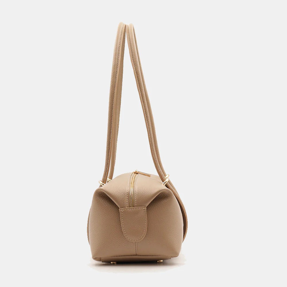 Borsa Donna a Spalla VIAVERDI in Pelle Taupe Made in Italy linea San Gimignano - Image 7