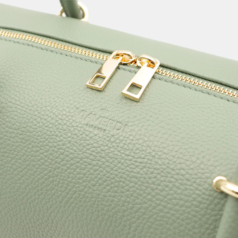 Borsa Donna a Spalla VIAVERDI in Pelle Verde Menta Made in Italy linea San Gimignano - Image 9