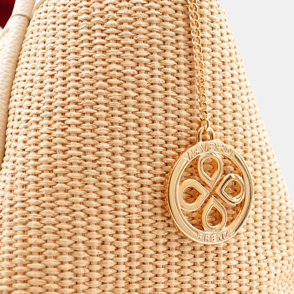 Borsa Donna a Spalla VIAVERDI in Rafia e Pelle Avorio Made in Italy linea Cortona - Image 9