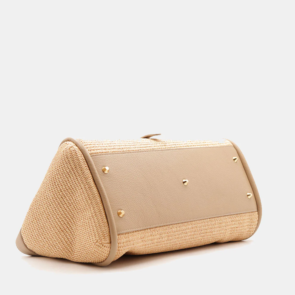 Borsa Donna a Spalla VIAVERDI in Rafia e Pelle Taupe Made in Italy linea Cortona - Image 12