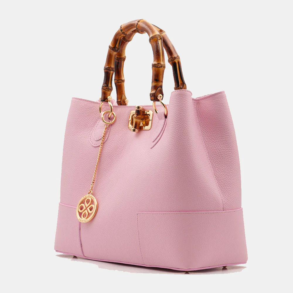 Borsa Grande a Mano VIAVERDI in Pelle Rosa Made in Italy linea Volterra - Image 3
