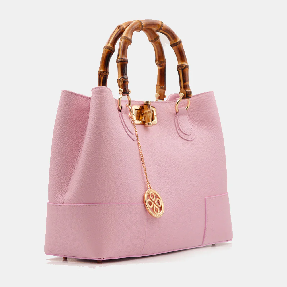 Borsa Grande a Mano VIAVERDI in Pelle Rosa Made in Italy linea Volterra - Image 4