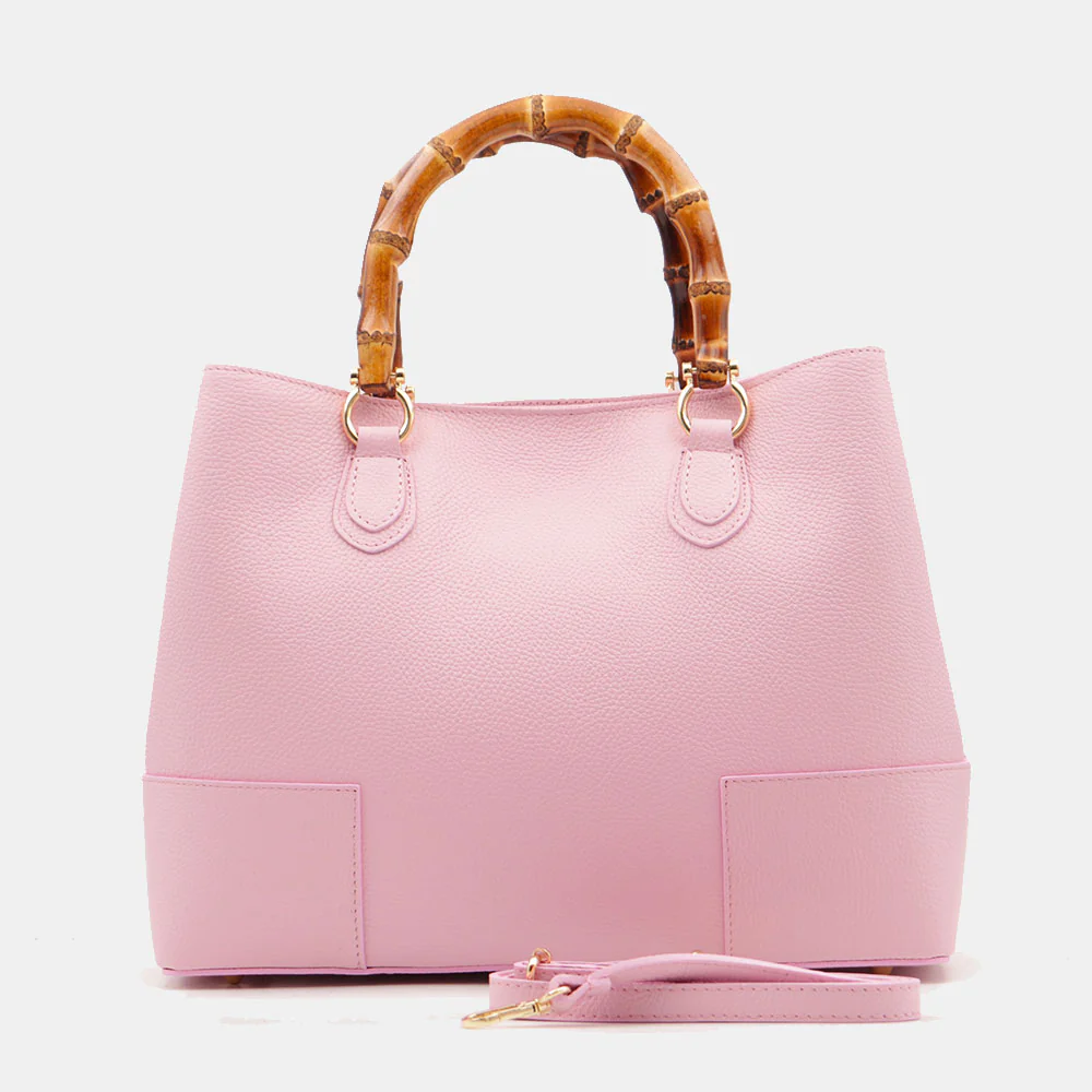 Borsa Grande a Mano VIAVERDI in Pelle Rosa Made in Italy linea Volterra - Image 6